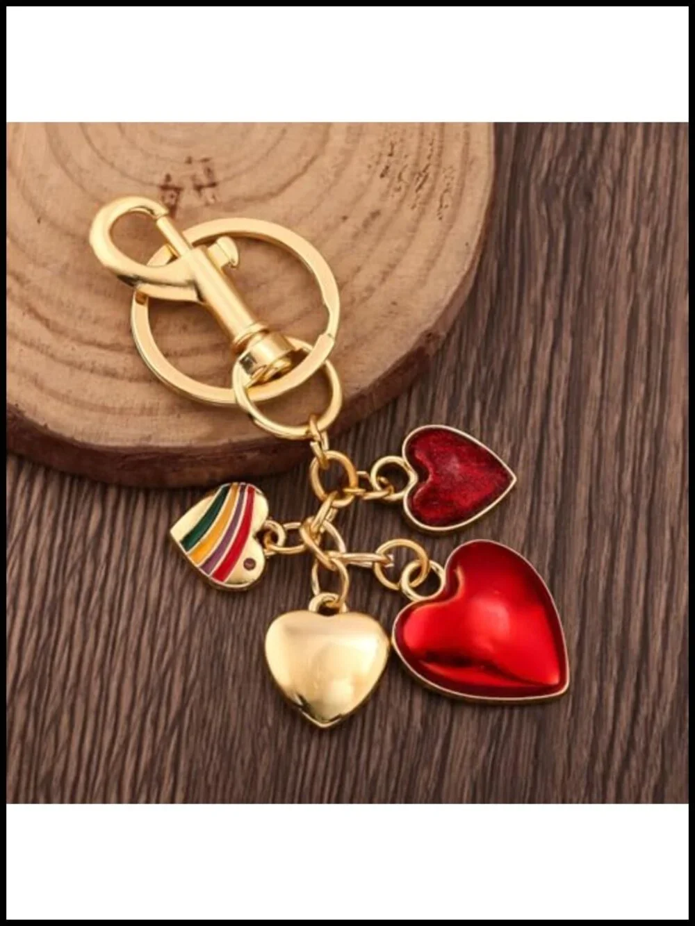 Heart Charm Bag Accessory Keychain Gold-Tone Metal Zinc Alloy Purse Charm